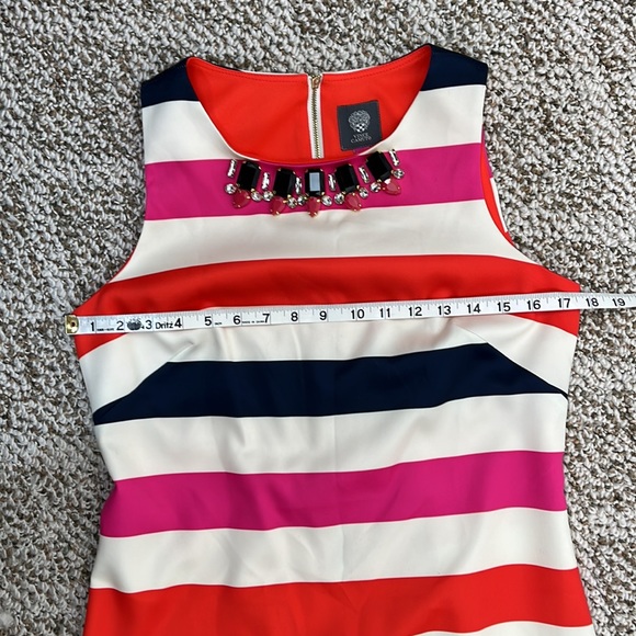 VINCE CAMUTO Stripe Sheath Dress Rhinestones Sz 10 - Picture 12 of 15